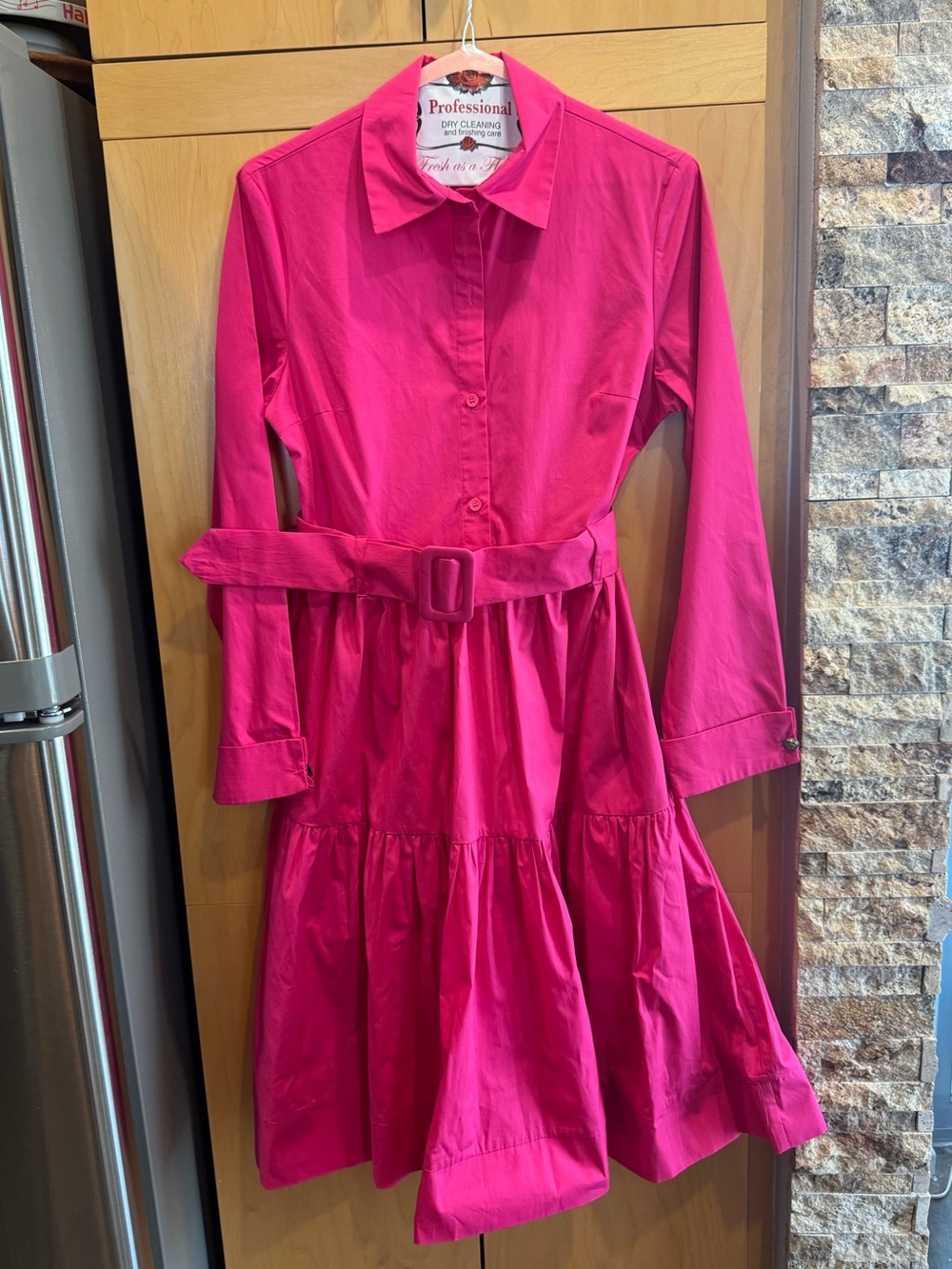 Pink Belted Shirt Dress-NWOT